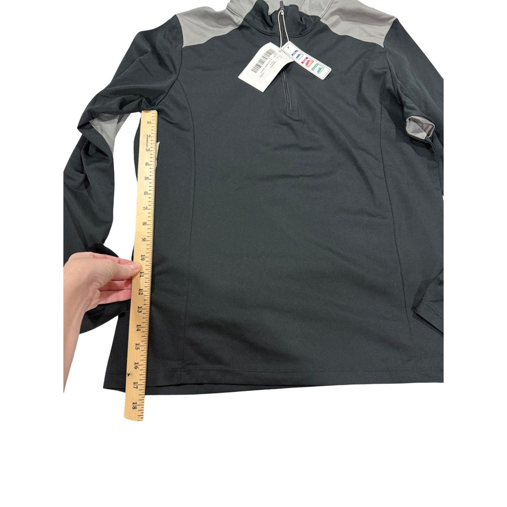 TEAM 365 Ladies Black Gray Quarter Zip Long Sleeve Athletic Pullover L - Picture 2 of 7